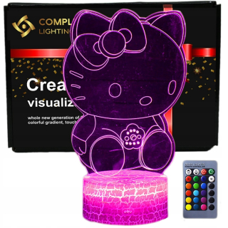 3D LED USB nočná lampa + diaľkové ovládanie ako darček